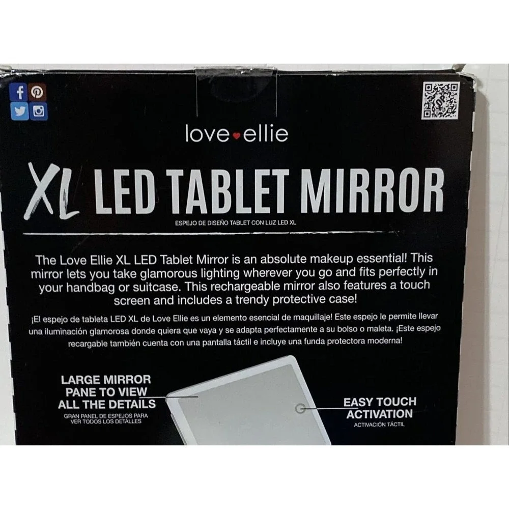 Love Ellie XL LED Tablet Mirror USB Rechargeable Dimmable Lighted Makeup Mirror